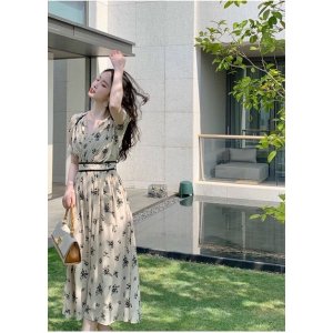 Đầm suông hoa cổ chéo váy nữ mặc tết đi tiệc đi biển đi du lịch siêu xinh chất lụa nhập-6