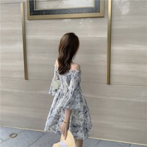 Váy Hoa Trễ Vai Váy Đầm Chất Voan Dáng Xòe Cực Xinh-3