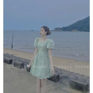 Váy Thô Hoa Nhí Cổ Viền Ngọc Hàng 2 Lớp Siêu Xinh Có Ảnh Thật Kèm Video-8