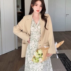 Đầm Hoa Ngắn Tay Cổ Chữ V Xinh Xắn Thanh Lịch Cho Nữ-6