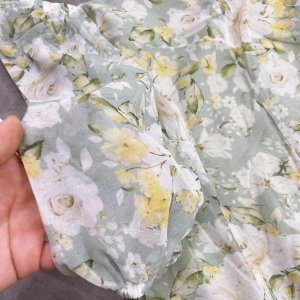 VÁY HOA XANH CỔ VUÔNG 2 LỚP VOAN TƠ-5