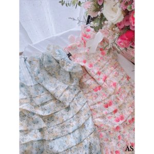 VÁY HOA 2 MÀU LI TƠ NỔI TAY BỒNG-8