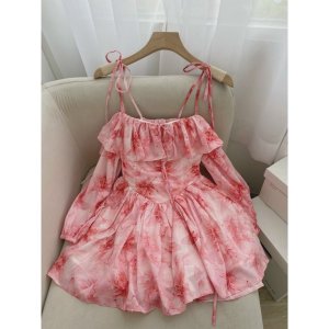 Váy trễ vai buộc dây hoa hồng-6