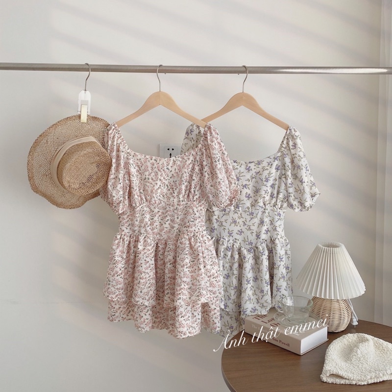 Váy hoa nhí vintage, đầm hoa nhí hàn quốc emmei v140-9