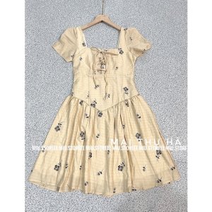 [ẢNH THẬT] VÁY HOA CỔ VUÔNG RÚT DÂY NGỰC DÁNG XOÈ HÀNG HAI LỚP-8