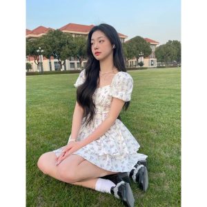 Đầm Ngắn Cổ Chữ V In Hoa Thời Trang-7