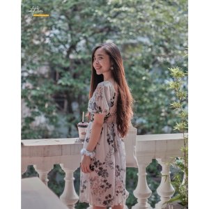 Váy hoa nhí tay ngắn Minette Dress vải voan mềm mại thoáng mát mặc tôn dáng trắng bông đen vintage-5