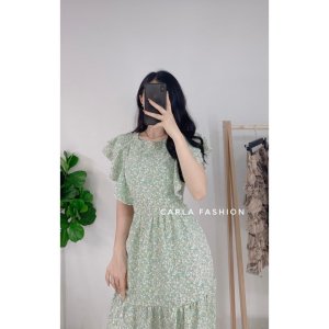 Váy hoa nhí tay cánh tiên đuôi cá vintage CARLA V14-3