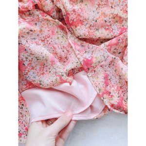 Váy dúm eo tay phồng hoa nhí hồng-6