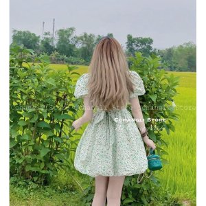 Váy Thô Hoa Nhí Cổ Viền Ngọc Hàng 2 Lớp Siêu Xinh Có Ảnh Thật Kèm Video-3