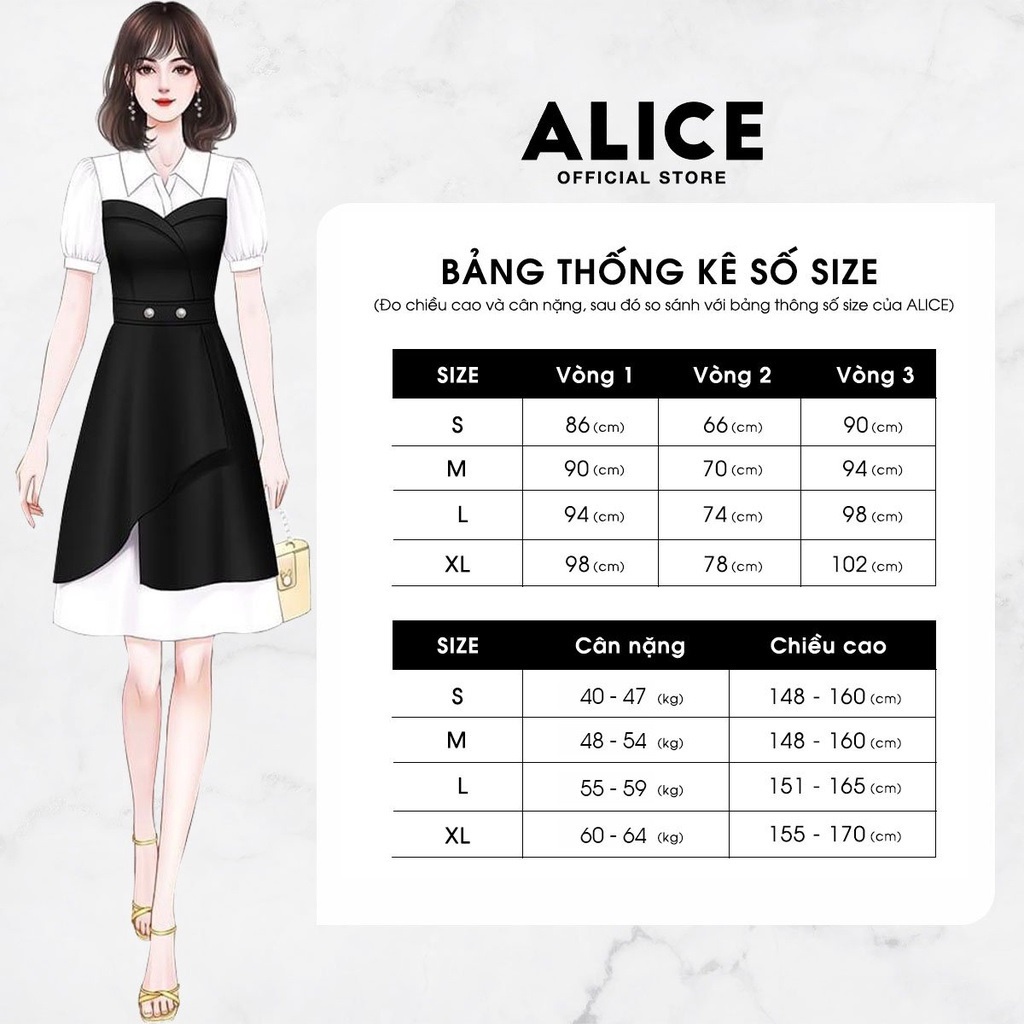 Váy Hoa Xòe Dài Tay ALICE Chất Vải Tơ Lót Lụa Mềm Mịn Thiết Kế Váy Chiết Eo Cố V Cúc Ngọc Duyên Dáng Thanh Lịch V779-8