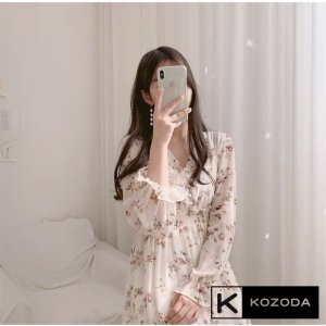 Váy Hoa Nhí Đầm vintage Voan Dáng Dài đẹp dễ thương dáng xòe có lớp lót Quảng Châu kozoda D5-7