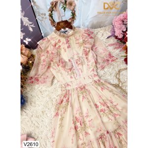 (Kèm vieo và ảnh trải sàn) VÁY HOA CỔ TRÒN BÈO NGỰC V2610 - DOLCE VIVA COLLECTION-3