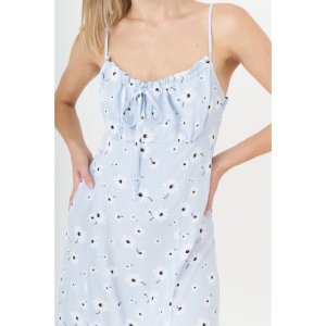 Đầm hai dây hoa dáng midi xẻ tà xuất khẩu-7