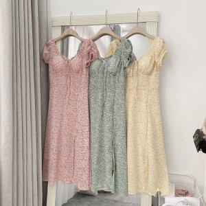 Váy hoa nhí cổ vuông buộc dây, xẻ đùi siêu xinh LYRA - VSYVD0085-4