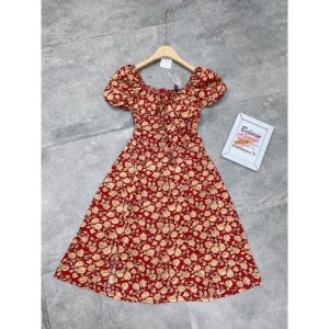 [Siêu Hot] Váy Hoa Đỏ Xẻ Đùi Có Đệm Ngực Dáng Suông Có Ảnh Thật Kèm Video-8