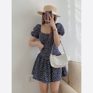 Đầm hoa nhí, váy cúp ngực cổ vuông dáng xòe Emmei-v110-7