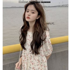 Váy hoa nhí chữ A [kokos] đầm hoa vintage [freesize] [Siêu Sale] [FreeShip] tay lỡ dáng suông ulzzang 21197-5