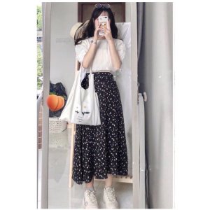 66HOAN15K9H_Hoàn 15k đơn 99k_chân váy hoa nhí, dáng xoè 2 màu đen trắng-8