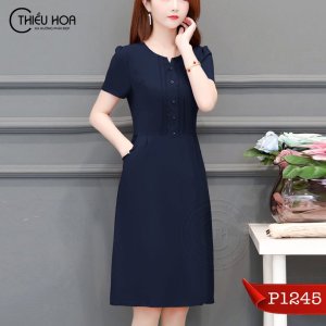 Đầm Trung Niên Cao Cấp THIỀU HOA thiết kế trẻ trung sang trọng chất liệu vải thoáng mát mềm mại DN0P1245-2