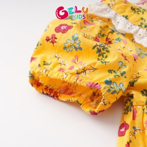 Váy cho bé gái GELU KIDS họa tiết hoa nhí phối cổ viền ren bé gái chất liệu thô mềm mát - VBG003-8