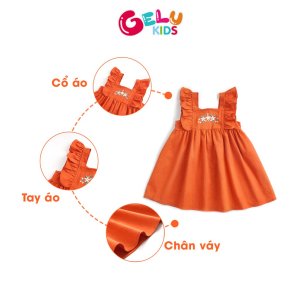 Váy cho bé gái GELU KIDS cánh tiên thêu hoa chất liệu linen mềm mịn - VBG001-4