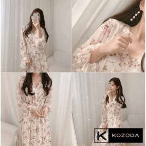 Váy Hoa Nhí Đầm vintage Voan Dáng Dài đẹp dễ thương dáng xòe có lớp lót Quảng Châu kozoda D5-6