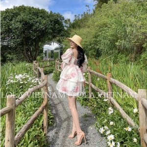 Đầm Baby Rose Hoa Tay Dài Phong Cách Công Chúa - Váy Nữ Cổ Vuông Tay Bồng Dáng Xòe 3 Tầng Bánh Bèo Tiểu Thư Lola VietNam-6