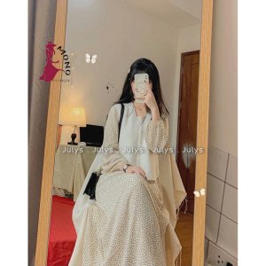 Váy Hoa Nhí Ulzzang Cổ Vuông Dáng Dài Thắt Nơ Eo - Mono Boutique-4