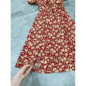 [Siêu Hot] Váy Hoa Đỏ Xẻ Đùi Có Đệm Ngực Dáng Suông Có Ảnh Thật Kèm Video-9