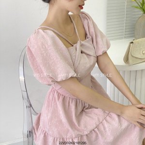 Đầm xòe hoa nổi tay phồng VM STYLE 2 tầng thời trang nữ ulzzang 22VD02KI2101-9