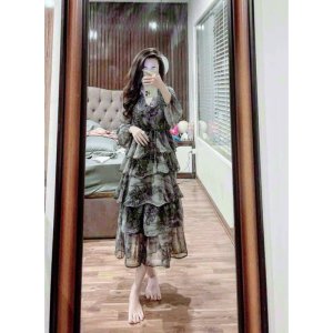 🌈 VÁY ĐẦM TƠ HOA DÀI 5 TẦNG SANG CHẢNH🍁-4