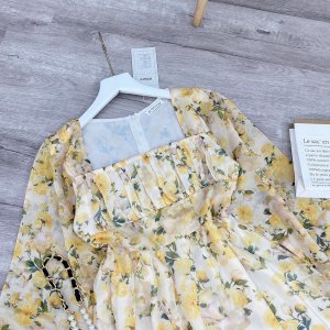 Đầm maxi đi biển, váy hoa nhí vintage dáng dài cổ vuông chất liệu voan thoáng mát mặc được hai kiểu đi biển đi chơi-8