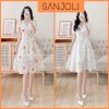 Đầm Dự Tiệc Cưới SANJOLI Váy Hoa Nhí Vintage Maxi Dáng Dài Tiểu Thư Sang Trọng Vải Voan Thiết Kế Xinh VD047-1