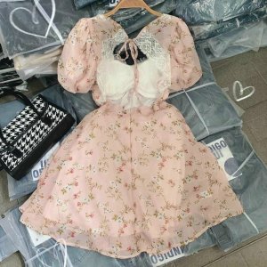 ĐẦM HOA CỔ VUÔNG TRỐNG LƯNG CÓ MÚT NGỰC HAI MÀU [kèm ảnh thật]-2