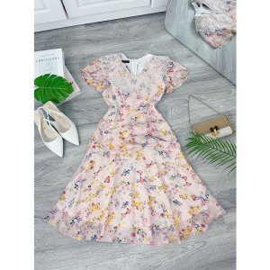 [Ảnh thật] Váy hoa nhí chun eo phối cổ ren siêu xinh - tiemcuanang_97-6