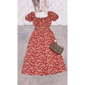 Váy hoa nhí xẻ tà siêu quyến rũ thanh lịch dáng dài (kèm ảnh thật )-6