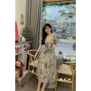 Váy maxi hoa nơ ngực-9