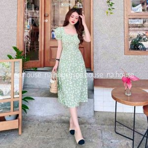 ĐẦM HOA CÚC DÁNG DÀI XẺ TÀ NAHOUSE VÁY HOA XINH NHÚM NGỰC ĐI CHƠI ĐI TIỆC THIẾT KẾ XINH XẮN VÀ SANG TRỌNG-6