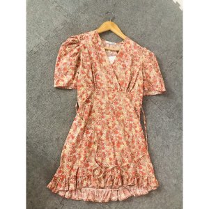 Thanh lý váy hoa nhí cổ tim, dây thắt eo, dáng ngắn đuôi cá nhỏ-2