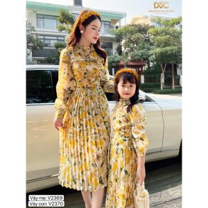 Combo váy hoa dập li mẹ và bé - DOLCE VIVA COLLECTION( kèm video và ảnh sàn )-5