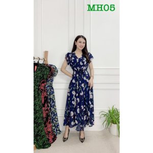 Đầm Trung Niên Sang Trọng Cao Cấp Đẹp Huy Hoàng Anh,Váy Nữ Cho Mẹ Lụa Dự Tiệc Công Sở Trên 30,40 Tuổi Qua Gối Xòe Mh-5