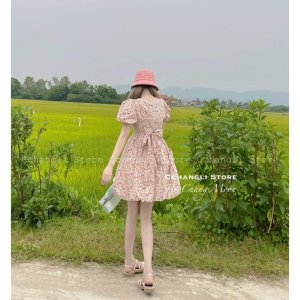 Váy Thô Hoa Nhí Cổ Viền Ngọc Hàng 2 Lớp Siêu Xinh Có Ảnh Thật Kèm Video-7