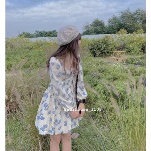 ❌ ĐẦM - VÁY HOA NHÍ DÀY TAY HOA XANH 🌷-2