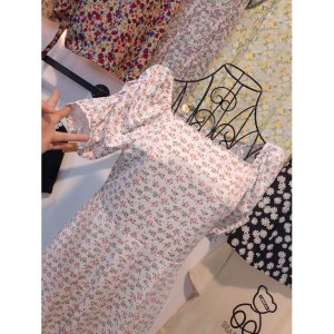 Váy Hoa Nhí Trắng ⚡️ẢNH THẬT⚡️Đầm Cotton Dáng Xinh Chào Hè-3