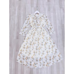 VÁY VOAN TƠ HOA VÀNG NHÍ CỔ BÈO NƠ-6