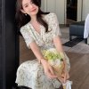 Đầm Hoa Ngắn Tay Cổ Chữ V Xinh Xắn Thanh Lịch Cho Nữ-1