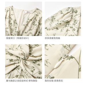 Đầm Hoa Ngắn Tay Cổ Chữ V Xinh Xắn Thanh Lịch Cho Nữ-4