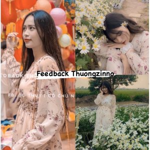 Váy Hoa ulzzang dáng dài cúc bọc voan tơ Quảng Châu Đầm hoa nhí vintage dáng dài-6