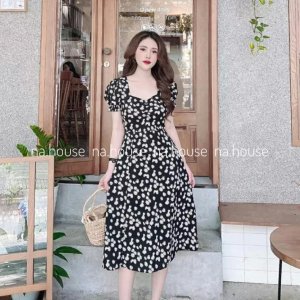 ĐẦM HOA CÚC DÁNG DÀI XẺ TÀ NAHOUSE VÁY HOA XINH NHÚM NGỰC ĐI CHƠI ĐI TIỆC THIẾT KẾ XINH XẮN VÀ SANG TRỌNG-4